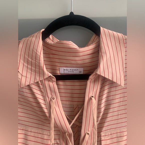 Small Equipment Peach Mini Dress with Red Stripes - Picture 4 of 4